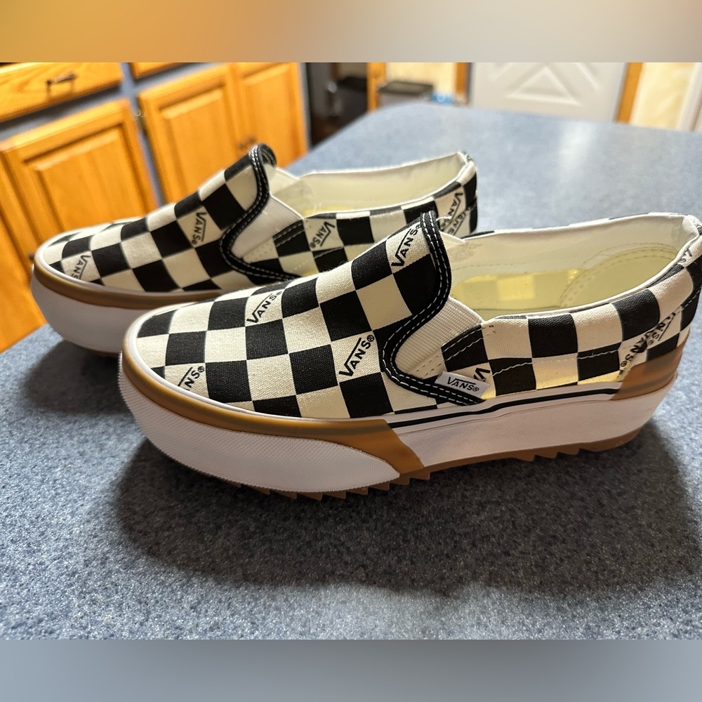 Brand new The viral “Vans” women’s size 7 1/2. 
These are super popular